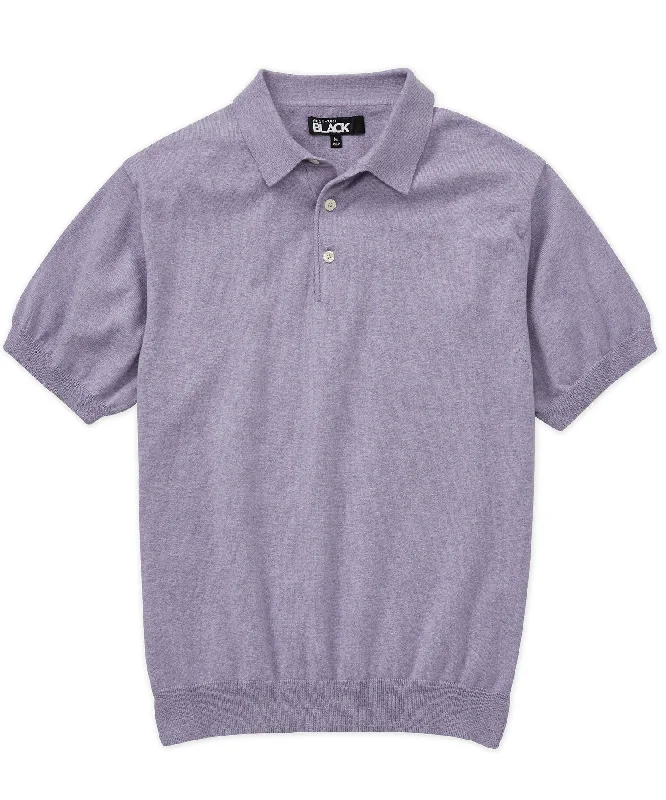 Cozy Sweatshirts Functional Tops Westport Black Short Sleeve Cotton Cashmere Polo Knit Shirt Cozy Sweatshirts Functional Tops Westport Black Short Sleeve Cotton Cashmere Polo Knit Shirt