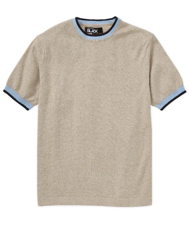 Lightweight Apparel Summer Outfits Westport Black Short Sleeve Retro Tipped Crew Neck Sweater Lightweight Apparel Summer Outfits Westport Black Short Sleeve Retro Tipped Crew Neck Sweater