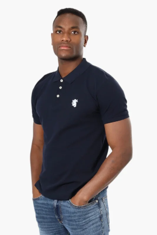 Simple Outfits Practical Jackets Vroom & Dreesmann Button Up Knit Polo Shirt - Navy