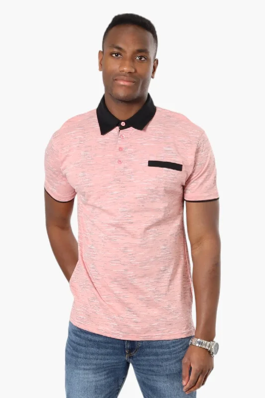 Street-Friendly Wear Bold Pants Jay Y. Ko Patterned Front Pocket Polo Shirt - Pink