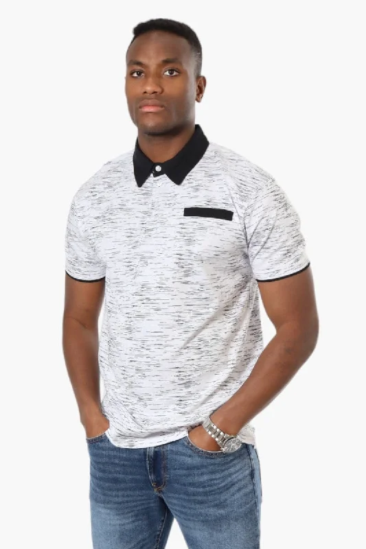 Relaxed Wearables Comfortable Hoodies Jay Y. Ko Patterned Front Pocket Polo Shirt - White