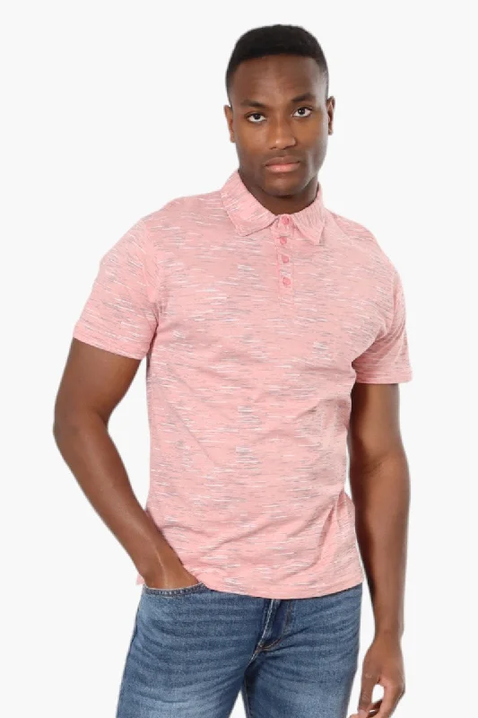 Modern Apparel Trendy Layers Jay Y. Ko Patterned Button Up Polo Shirt - Pink