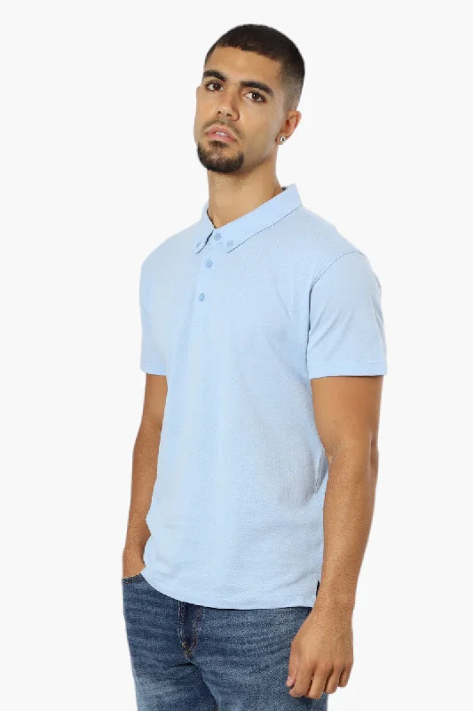 Casual Sneakers Bold Shirts Jay Y. Ko Button Down Solid Polo Shirt - Blue