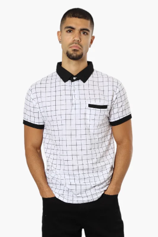 Relaxed Layers Cool Shorts Jay Y. Ko Grid Pattern Polo Shirt - White