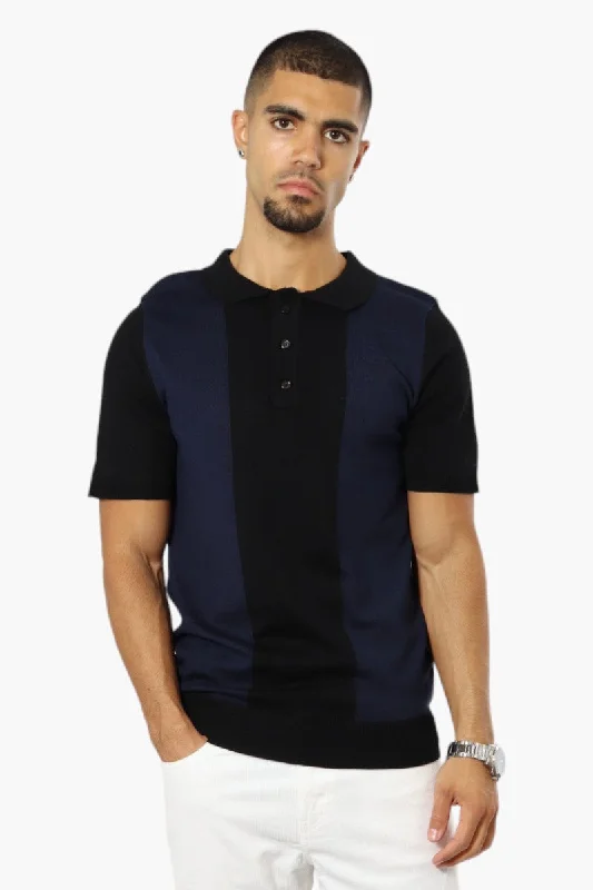 Sporty Wardrobe Fashion Hoodies Jay Y. Ko Striped 3 Button Polo Shirt - Black