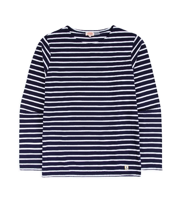 Urban Look Trendy Pants Armor Lux Lightweight Breton Striped T-Shirt: Navy White