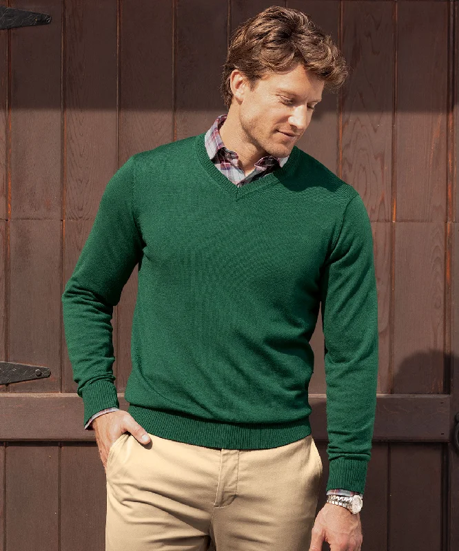 Everyday Comfort Stylish Shirts Signature 100% Merino Wool V-Neck Sweater