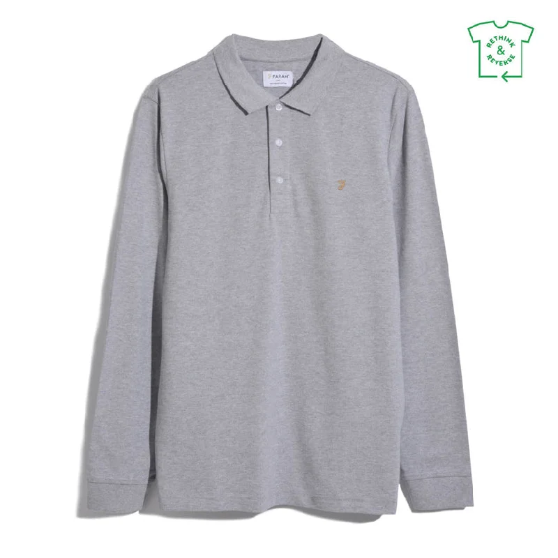 Practical Looks Comfortable Suits Blanes Long Sleeve Polo Shirt in Grey Marl