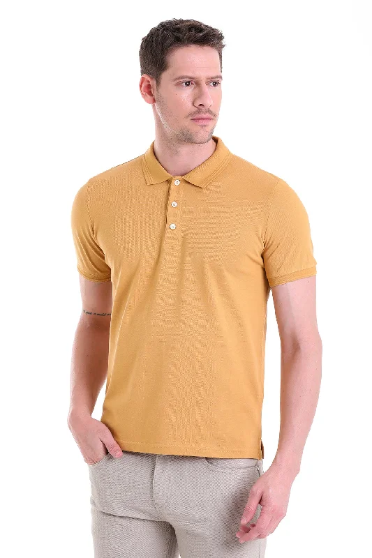 Street Fashion Stylish Casuals Comfort Fit Basic Plain 100% Cotton Mustard Polo T-Shirt Street Fashion Stylish Casuals Comfort Fit Basic Plain 100% Cotton Mustard Polo T-Shirt
