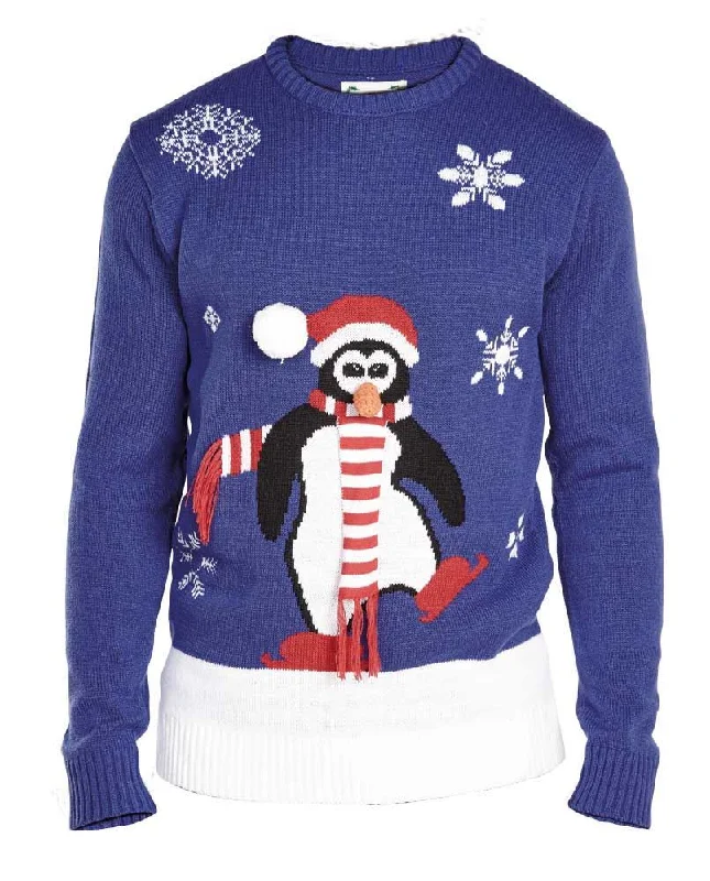 Easy Fit Cool T-shirts D555-PENGUIN 3D Penguin on Snow Crew Neck Christmas Jumper In Size 2XL & 3XL Easy Fit Cool T-shirts D555-PENGUIN 3D Penguin on Snow Crew Neck Christmas Jumper In Size 2XL & 3XL