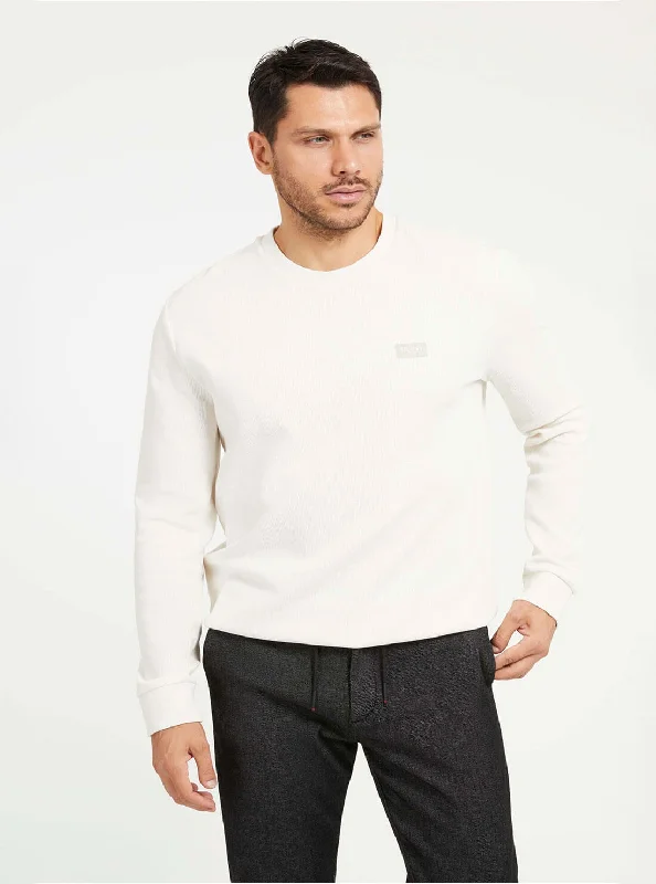 Premium Fit Stylish Footwear Eco White Tech Stretch Long Sleeve Jumper