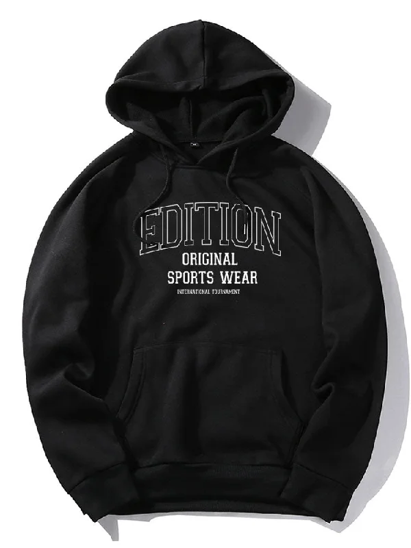 Relaxed Casuals Warm Pants Edition Letter Print Hoodies