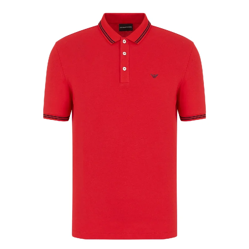 Emporio Armani - Cotton Pique Polo Shirt in Red