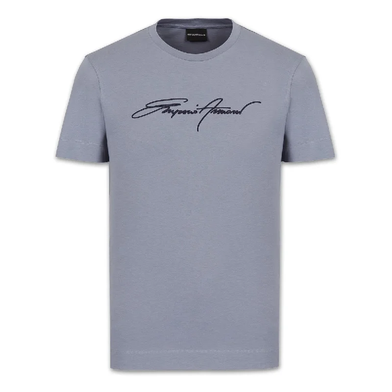 Urban Outfits Comfort Jeans Emporio Armani - Signature Logo T-Shirt in Slate Grey