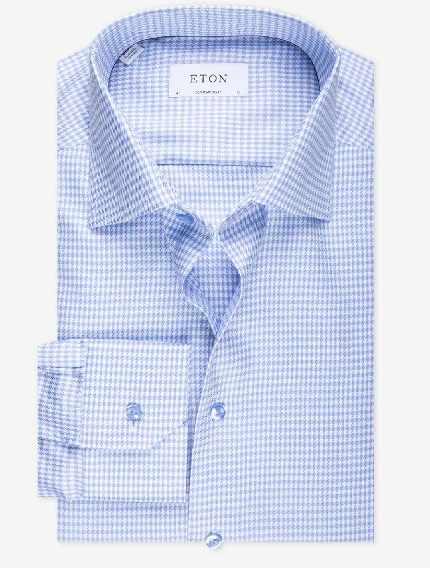 Contemporary Houndstooth Shirt Blue