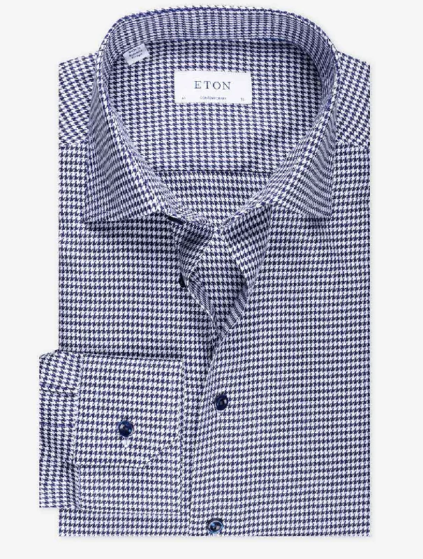 Contemporary Houndstooth Shirt Navy