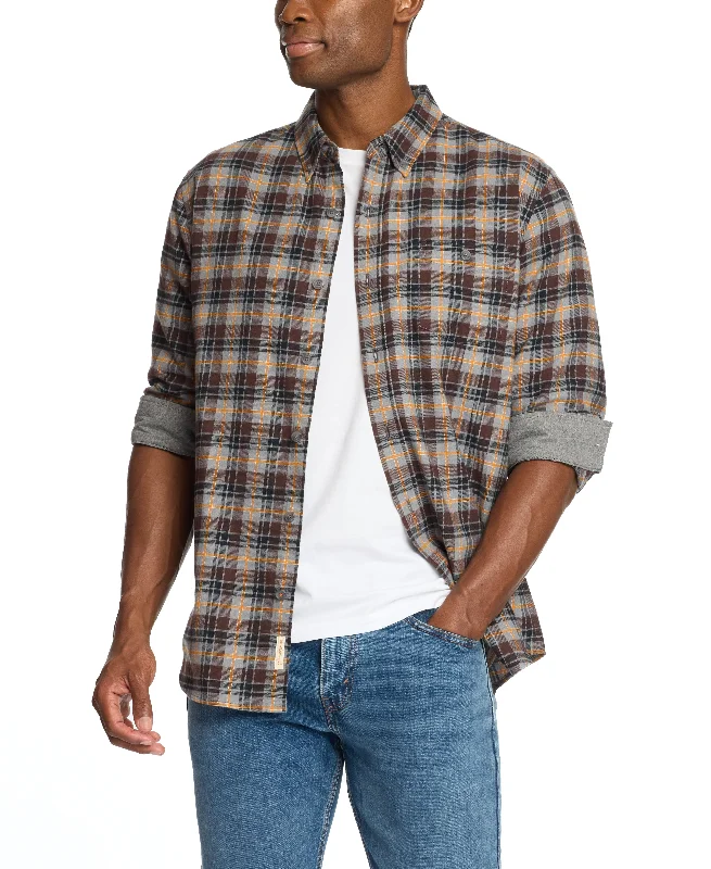 Long Sleeve Brushed Flannel In Sharkskin