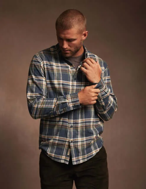 Long Sleeve Brushed Flannel In Parisian Night