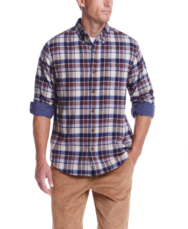 Long Sleeve Brushed Flannel In Downtown Brown