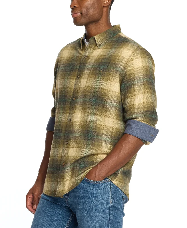 Long Sleeve Brushed Flannel In Kelp Forest