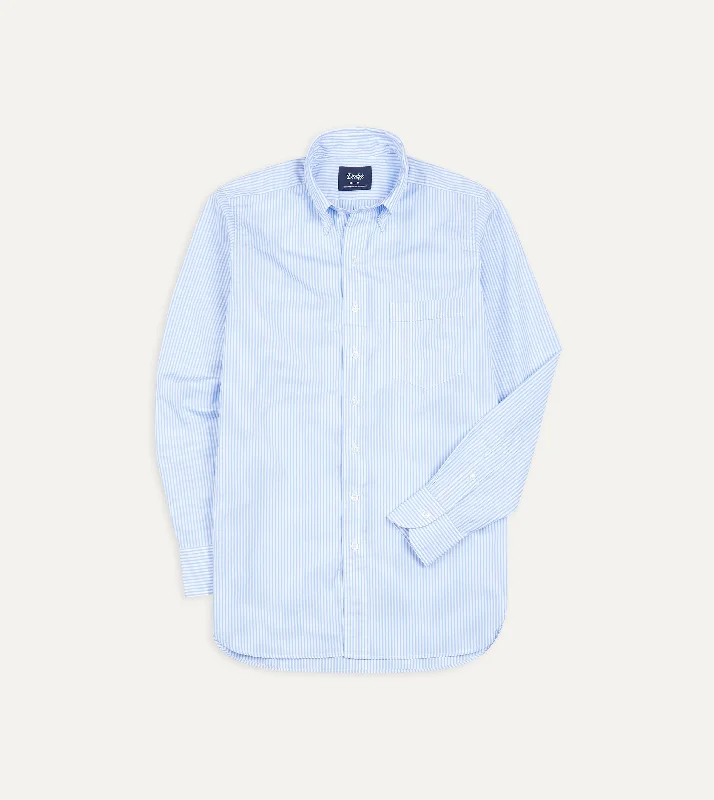 Light Blue Bengal Stripe Cotton Poplin Button-Down Shirt