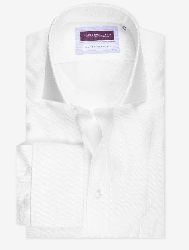 Superslim Fit Thomas Mason Twill Double Cuff White