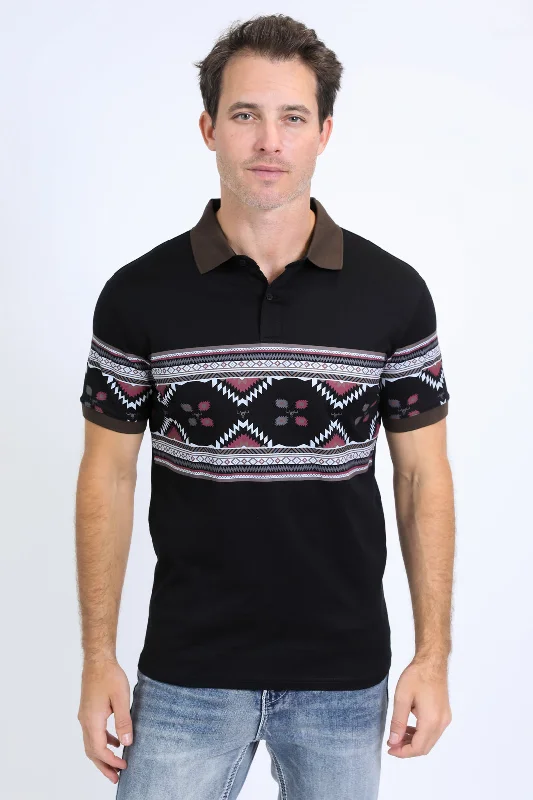 Street Gear Casual Sneakers Men's Aztec Panoramic Print Black Polo