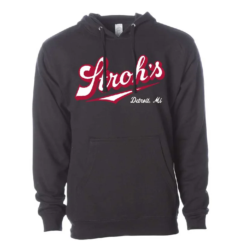 Mens Stroh's Script Logo Hoodie (Black)