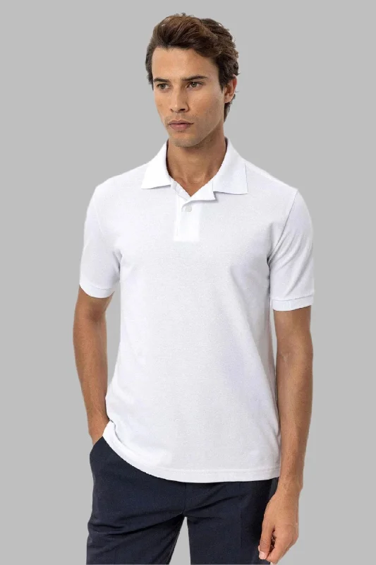 Relaxed Wearables Cozy Sweaters Men's White Polo Neck T-Shirt - Wessi