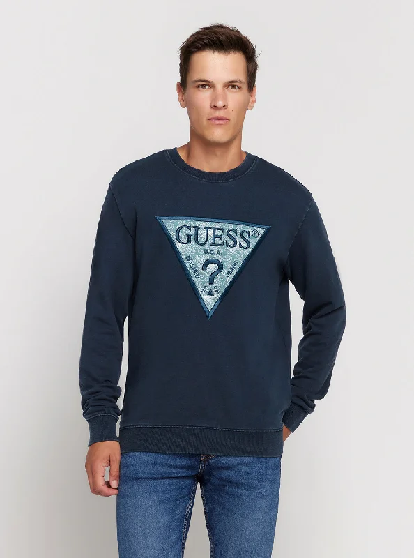 Cozy Looks Classic Pieces Navy Blue Triangle Logo Jumper