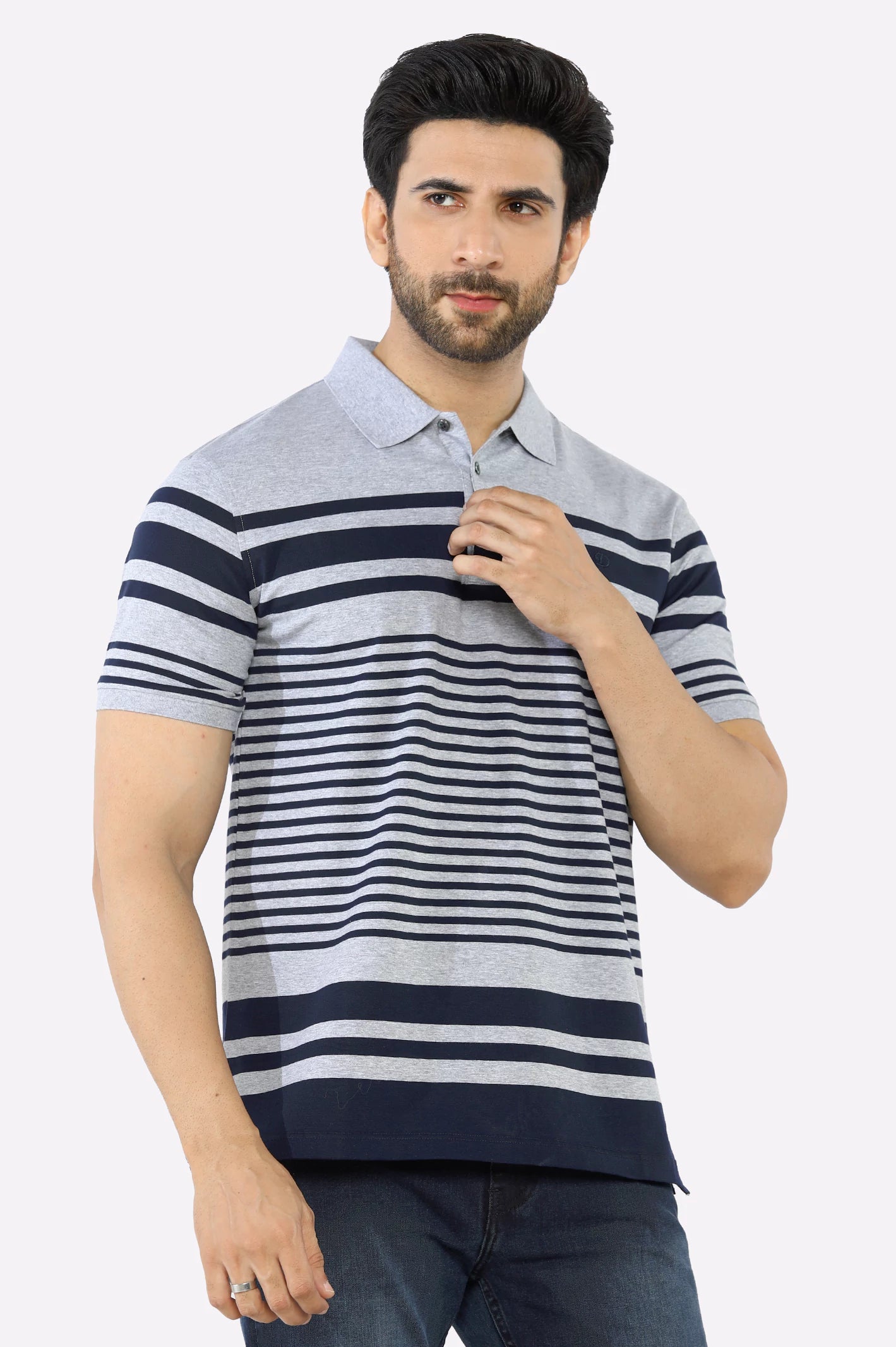 Heather Grey Yarn Dyed Polo