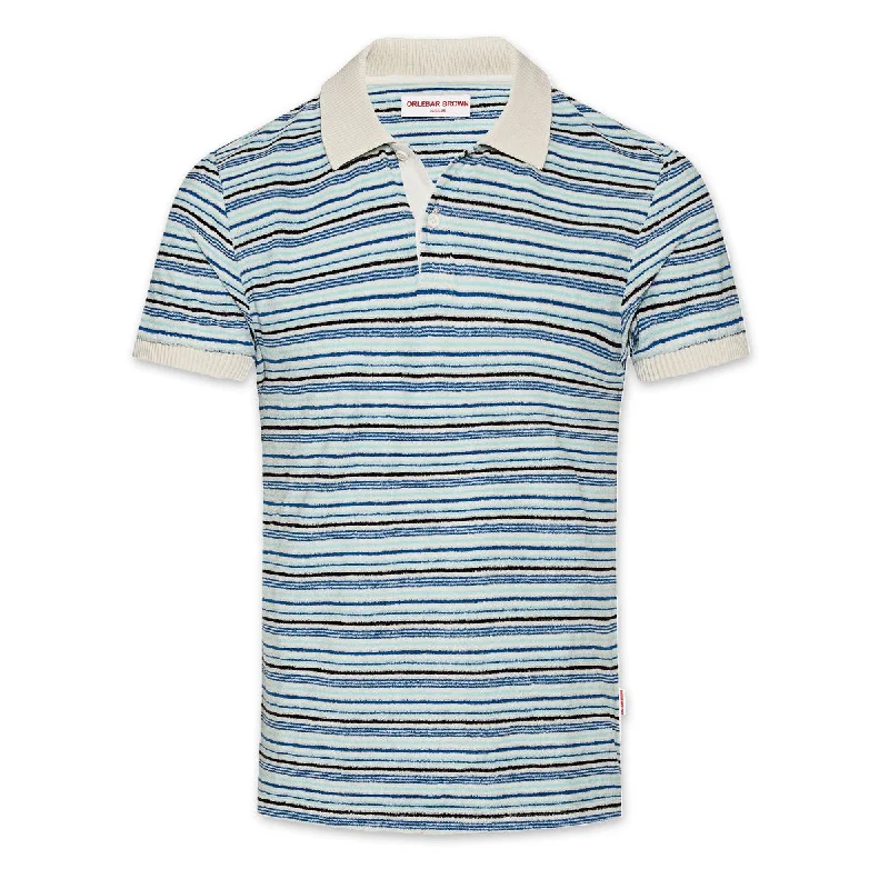 Orlebar Brown - Jarrett Montauk Stripe Mineral/Navy Polo Shirt