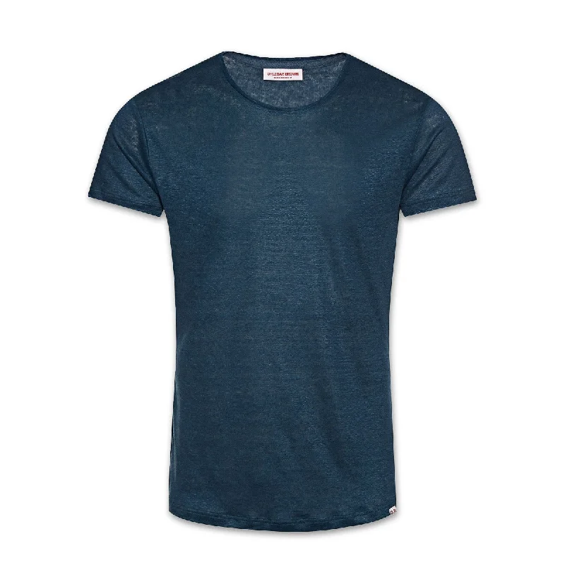 Comfy Styles Classic Footwear Orlebar Brown - OB-T Linen Tailored Fit T-Shirt in Blue Slate Comfy Styles Classic Footwear Orlebar Brown - OB-T Linen Tailored Fit T-Shirt in Blue Slate