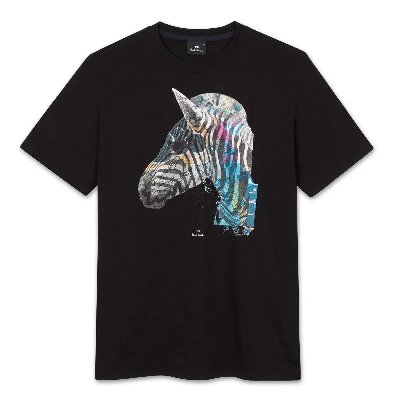 Simple Comfort Easy Styles PS Paul Smith - Graffiti Zebra Print T-Shirt in Black