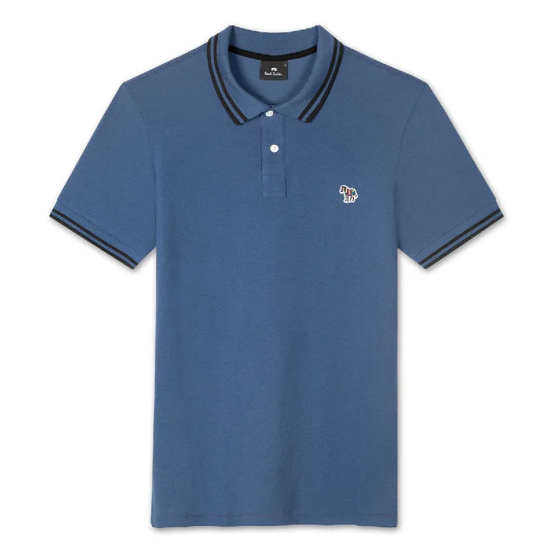 PS Paul Smith - Reg Fit Tipped Zebra Polo Shirt in Cobalt Blue