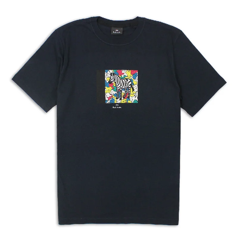 Premium Fit Summer Outfits PS Paul Smith - Zebra & Hands Print T-Shirt in Navy