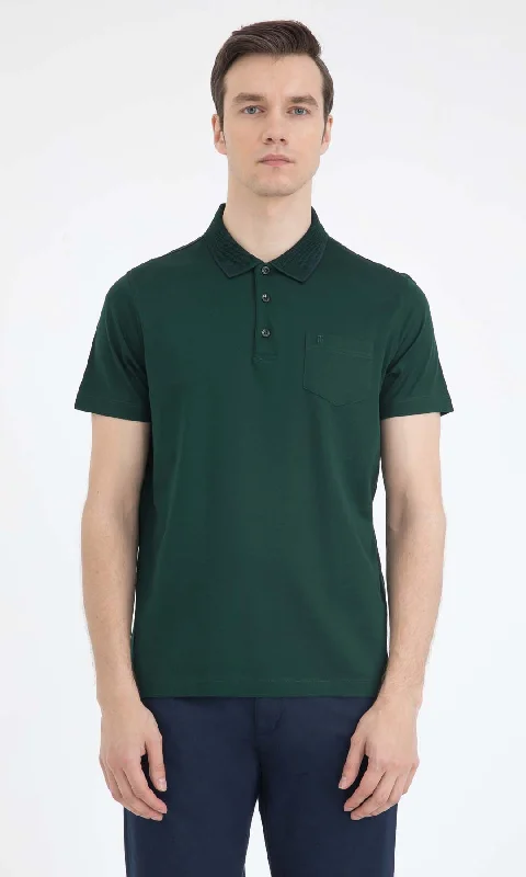 Regular Fit Basic Cotton Polo T-shirt, Green