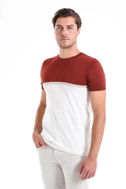 Simple Apparel Functional Shirts Regular Fit Brick Crew Neck T-Shirt