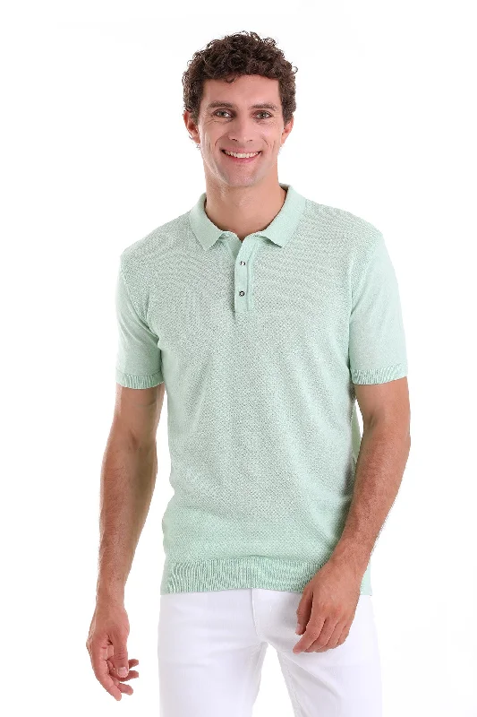 Athletic Gear Simple Shirts Regular Fit Cotton Blend Green Water Polo T-Shirt
