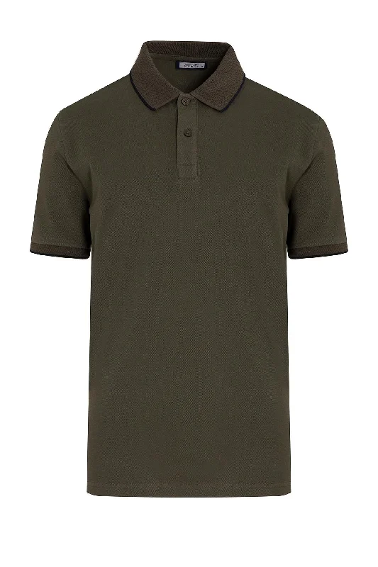 Regular Fit Cotton Blend Khaki Polo T-Shirt