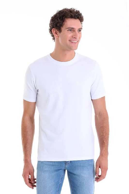 Urban Style Casual Shorts Regular Fit Cotton Blend White Crewneck T-Shirt
