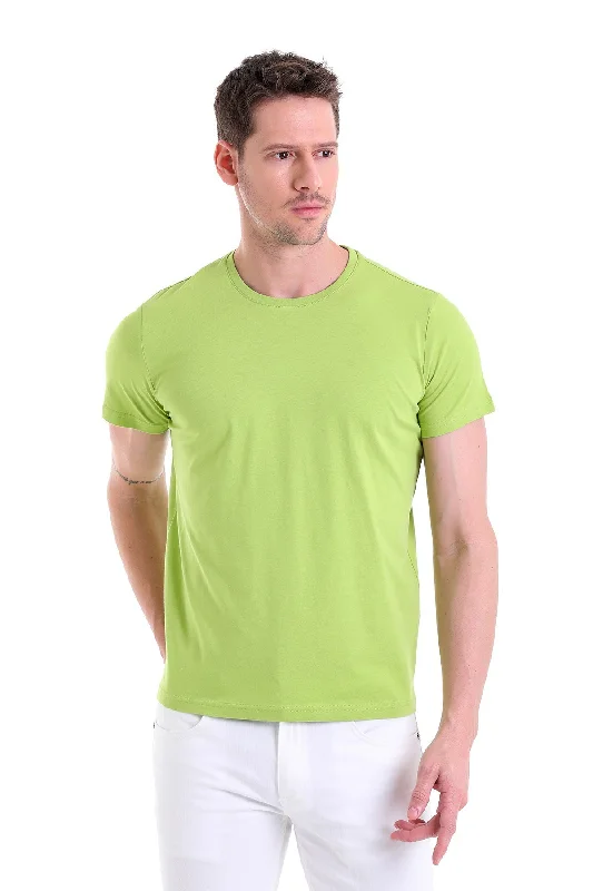 Street Fashion Warm Outerwear Regular Fit Kiwi Basic Cotton Crew Neck T-Shirt