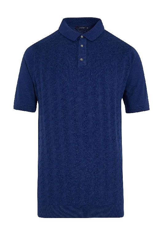 Regular Fit Light Navy Cotton Blend Polo T-Shirt