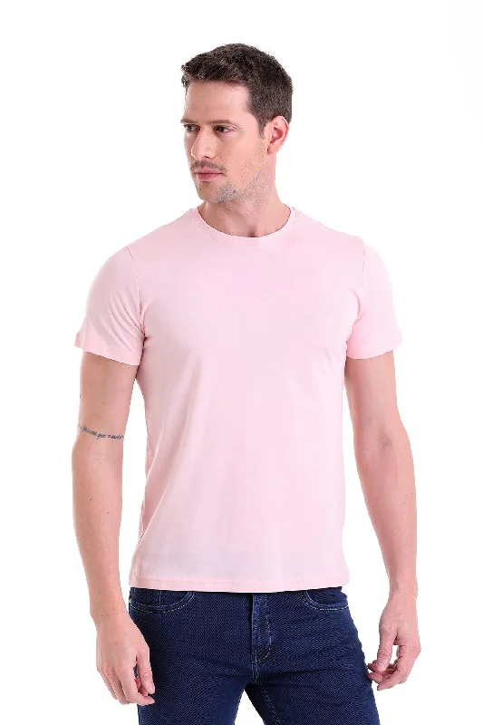 Soft Sweaters Premium Pants Regular Fit Pink Basic Cotton Crew Neck T-Shirt