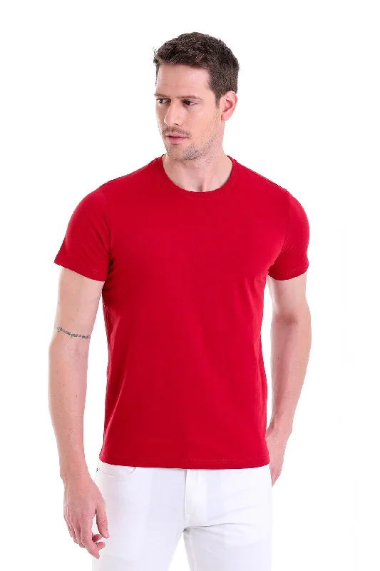 Sporty Wardrobe Sporty Bottoms Regular Fit Vibrant Burgundy Basic Cotton Crew Neck T-Shirt