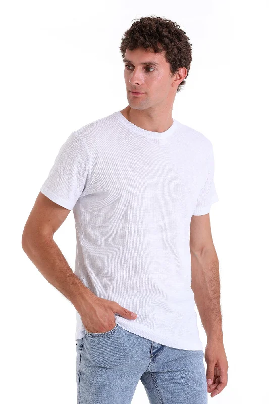 Classic Pieces Practical Outfits Regular Fit White Cotton Crew Neck T-Shirt