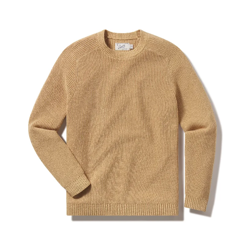 Shaker Stitch Cotton Crewneck Sweater - Curry