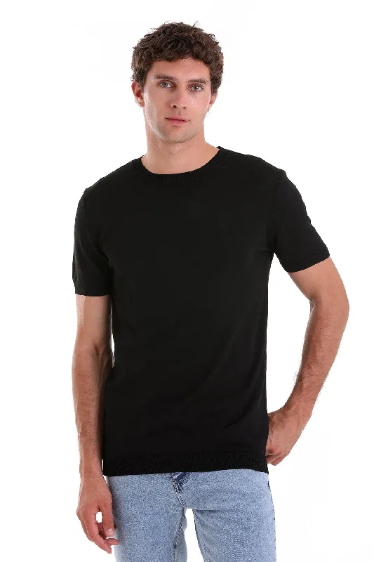 Slim Fit Basic Black Crew Neck T-Shirt