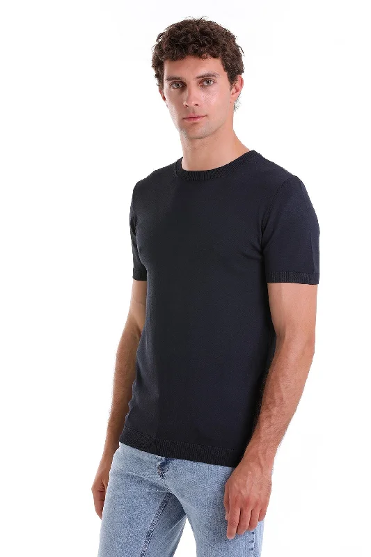 Slim Fit Basic Navy Crew Neck T-Shirt