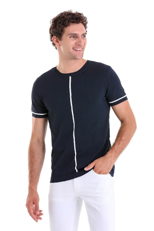 Lightweight T-shirts Athletic Tops Slim Fit Navy Crew Neck T-Shirt